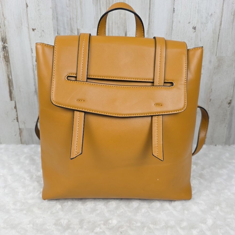 Moda Luxe Parker Vegan Leather Backpack Mustard Yellow